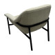 Beige Fabric Curved Back Black Metal Frame Accent Chair 